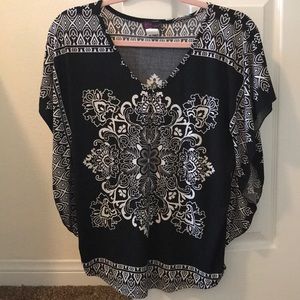 Unique black and white floral pattern.